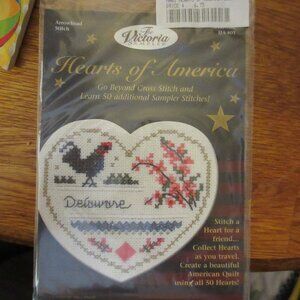 Victoria Sampler Hearts of America Delaware HA 01 Cross Stitch Embroidery Kit